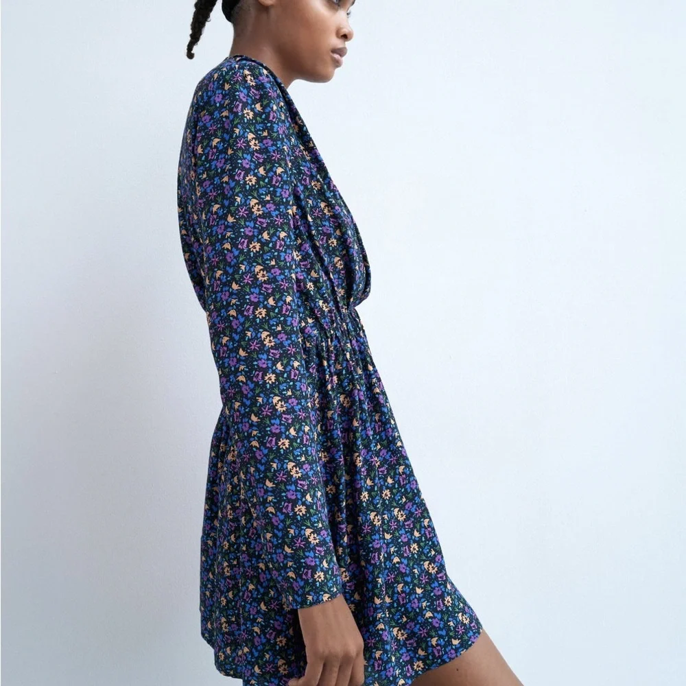 ZARA Shoulder ZARA BLUE FLORAL PRINTED Floral Print - Picture 6 of 15